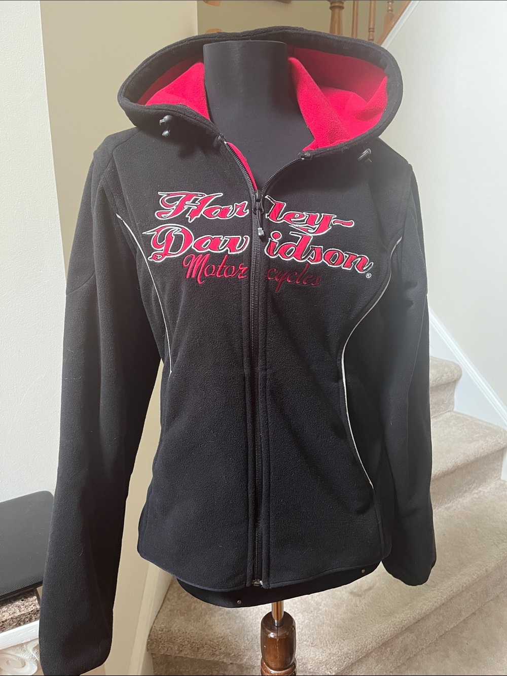 Vintage Harley Davidson black and pink hooded  jacket size M